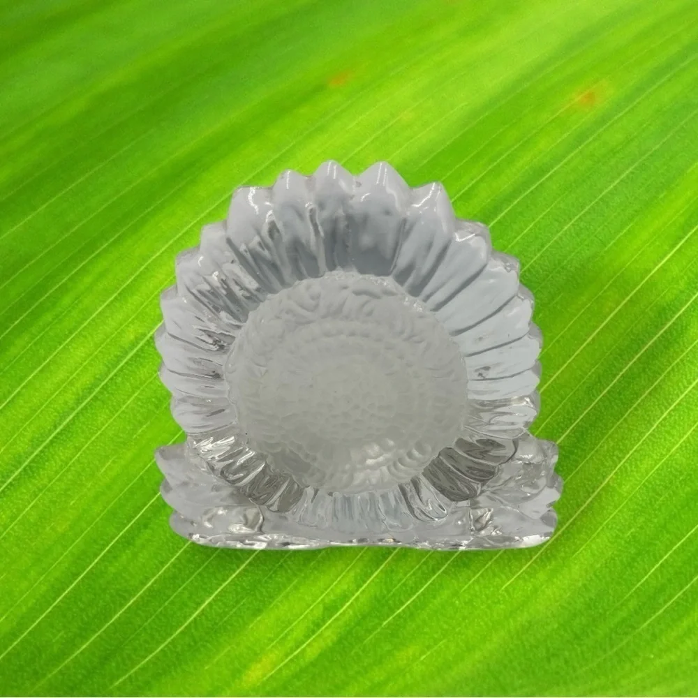 Partylite Clear Frosted Glass Sunflower Candle Tealight Holder